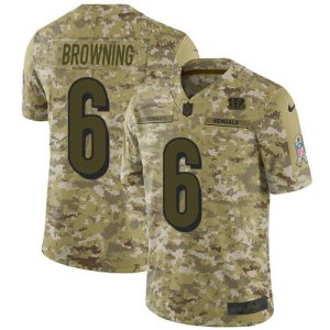 wholesale Bengals #6 Jake Browning Camo Youth Stitched NFL Limited 2018 Salute To Service Jersey