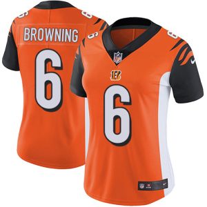 bengals #6 jake browning orange alternate women's stitched nfl vapor untouchable limited cheap jersey