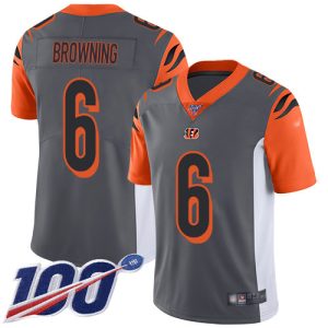 Bengals #6 Jake Browning Silver Youth Stitched NFL Limited Inverted Legend 100th Season Jersey