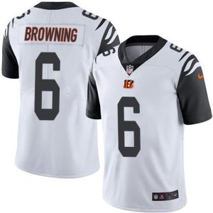 cheap Bengals #6 Jake Browning White Men's Stitched NFL Limited Rush Jersey