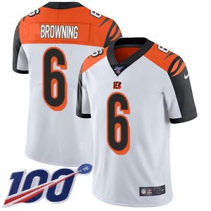 Bengals #6 Jake Browning White Youth Stitched NFL 100th Season Vapor Untouchable Limited Jersey