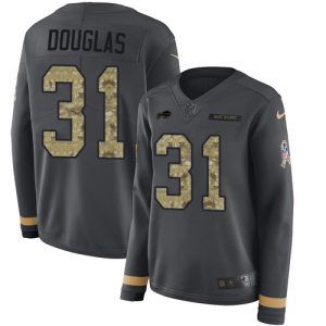 cheap Bills #31 Rasul Douglas Anthracite Salute to Service Women's Stitched NFL Limited Therma Long Sleeve Jersey