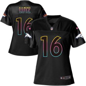 broncos #16 wil lutz black women's nfl fashion game cheap jersey