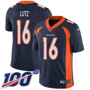 Broncos #16 Wil Lutz Navy Blue Alternate Youth Stitched NFL 100th Season Vapor Untouchable Limited Jersey