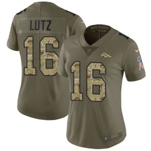 Broncos #16 Wil Lutz Olive/Camo Women's Stitched NFL Limited 2017 Salute To Service Jersey