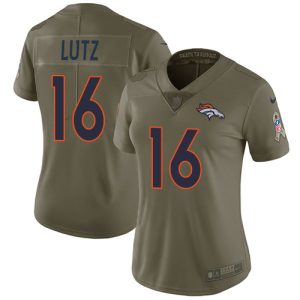 broncos #16 wil lutz olive women's stitched nfl limited 2017 salute to service cheap jersey