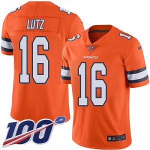 Broncos #16 Wil Lutz Orange Men's Stitched NFL Limited Rush 100th Season Jersey