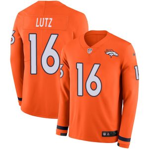 broncos #16 wil lutz orange team color men's stitched nfl limited therma long sleeve cheap jersey