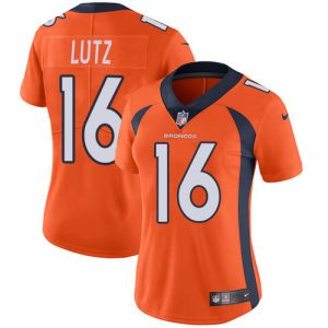 broncos #16 wil lutz orange team color women's stitched nfl vapor untouchable limited wholesale jersey