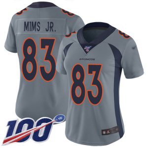 Broncos #83 Marvin Mims Jr. Gray Women's Stitched NFL Limited Inverted Legend 100th Season Jersey