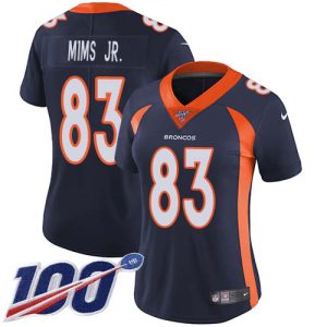 wholesale Broncos #83 Marvin Mims Jr. Navy Blue Alternate Women's Stitched NFL 100th Season Vapor Limited Jersey