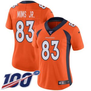 wholesale Broncos #83 Marvin Mims Jr. Orange Team Color Women's Stitched NFL 100th Season Vapor Untouchable Limited Jersey