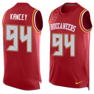 buccaneers #94 calijah kancey red team color men's stitched nfl limited tank top wholesale jersey