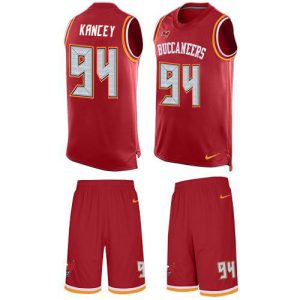 buccaneers #94 calijah kancey red team color men's stitched nfl limited tank top suit wholesale jersey