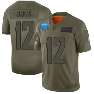 cheap Chargers #12 Derius Davis Camo Men's Stitched NFL Limited 2019 Salute To Service Jersey