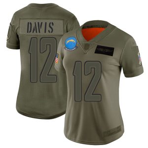 cheap Chargers #12 Derius Davis Camo Women's Stitched NFL Limited 2019 Salute To Service Jersey