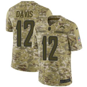 chargers #12 derius davis camo youth stitched nfl limited 2018 salute to service wholesale jersey