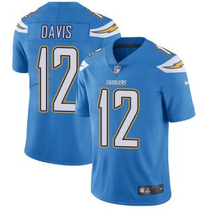 Chargers #12 Derius Davis Electric Blue Alternate Men's Stitched NFL Vapor Untouchable Limited Jersey