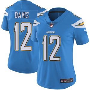 Chargers #12 Derius Davis Electric Blue Alternate Women's Stitched NFL Vapor Untouchable Limited Jersey