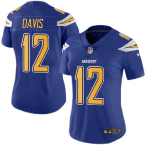 Chargers #12 Derius Davis Electric Blue Women's Stitched NFL Limited Rush Jersey