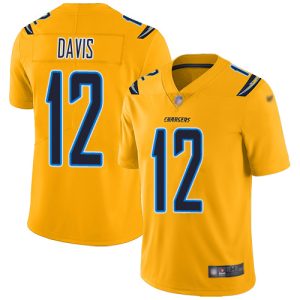 Chargers #12 Derius Davis Gold Men's Stitched NFL Limited Inverted Legend 100th Season Jersey