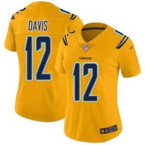 cheap Chargers #12 Derius Davis Gold Women's Stitched NFL Limited Inverted Legend Jersey