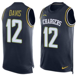 cheap Chargers #12 Derius Davis Navy Blue Team Color Men's Stitched NFL Limited Tank Top Jersey