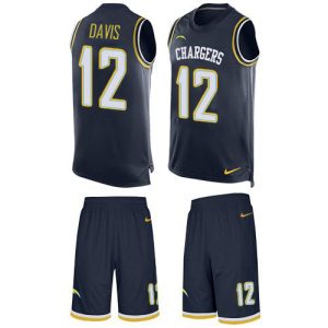 Chargers #12 Derius Davis Navy Blue Team Color Men's Stitched NFL Limited Tank Top Suit Jersey