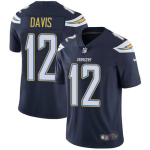 Chargers #12 Derius Davis Navy Blue Team Color Men's Stitched NFL Vapor Untouchable Limited Jersey