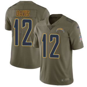 chargers #12 derius davis olive men's stitched nfl limited 2017 salute to service cheap jersey