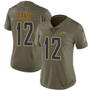 cheap Chargers #12 Derius Davis Olive Women's Stitched NFL Limited 2017 Salute to Service Jersey