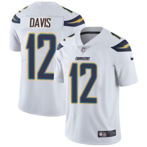 Chargers #12 Derius Davis White Men's Stitched NFL Vapor Untouchable Limited Jersey