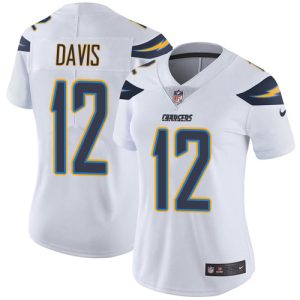 Chargers #12 Derius Davis White Women's Stitched NFL Vapor Untouchable Limited Jersey