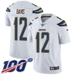 chargers #12 derius davis white youth stitched nfl 100th season vapor limited cheap jersey