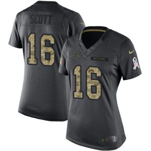 chargers #16 j.k. scott black women's stitched nfl limited 2016 salute to service wholesale jersey