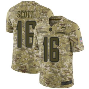 Chargers #16 J.K. Scott Camo Men's Stitched NFL Limited 2018 Salute To Service Jersey