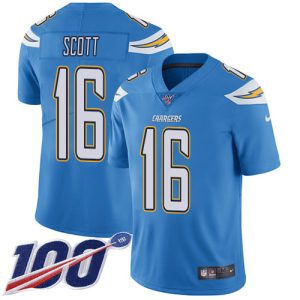 cheap Chargers #16 J.K. Scott Electric Blue Alternate Men's Stitched NFL 100th Season Vapor Untouchable Limited Jersey