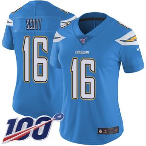 Chargers #16 J.K. Scott Electric Blue Alternate Women's Stitched NFL 100th Season Vapor Untouchable Limited Jersey