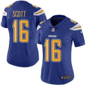 Chargers #16 J.K. Scott Electric Blue Women's Stitched NFL Limited Rush Jersey