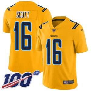 cheap Chargers #16 J.K. Scott Gold Men's Stitched NFL Limited Inverted Legend 100th Season Jersey