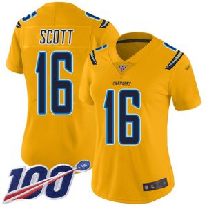 cheap Chargers #16 J.K. Scott Gold Women's Stitched NFL Limited Inverted Legend 100th Season Jersey