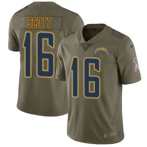 cheap Chargers #16 J.K. Scott Olive Men's Stitched NFL Limited 2017 Salute To Service Jersey