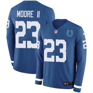 Colts #23 Kenny Moore II Royal Blue Team Color Youth Stitched NFL Limited Therma Long Sleeve Jersey