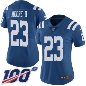 Colts #23 Kenny Moore II Royal Blue Women's Stitched NFL Limited Rush 100th Season Jersey