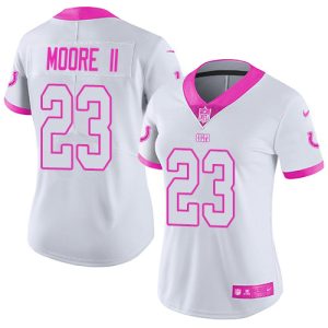 Colts #23 Kenny Moore II White/Pink Women's Stitched NFL Limited Rush Fashion Jersey