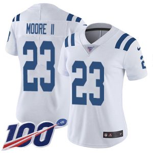 cheap Colts #23 Kenny Moore II White Women's Stitched NFL 100th Season Vapor Untouchable Limited Jersey