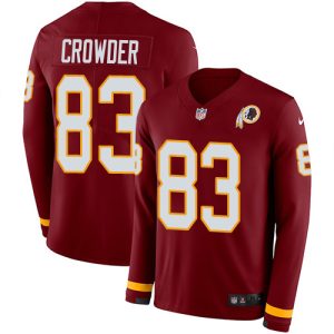 Commanders #83 Jamison Crowder Burgundy Red Team Color Youth Stitched NFL Limited Therma Long Sleeve Jersey