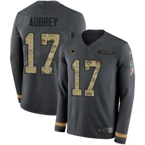 wholesale Cowboys #17 Brandon Aubrey Anthracite Salute to Service Youth Stitched NFL Limited Therma Long Sleeve Jersey