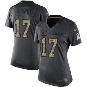 wholesale Cowboys #17 Brandon Aubrey Black Women's Stitched NFL Limited 2016 Salute to Service Jersey