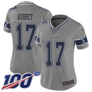 cowboys #17 brandon aubrey gray women's stitched nfl limited inverted legend 100th season wholesale jersey